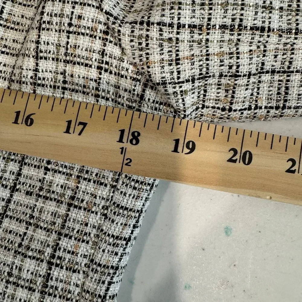 Vigoss Womens Blazer Jacket Plaid Tartan Ivory Brown Brown 1 Button‎ Front Large